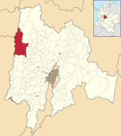 Location of the town and municipality of Guaduas in Cundinamarca Department.