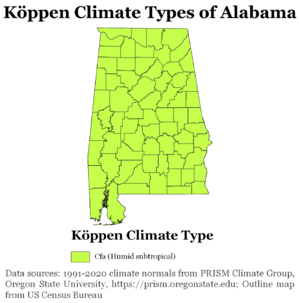 Köppen Climate Types Alabama