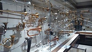 St Cecilia's Hall brass instruments display