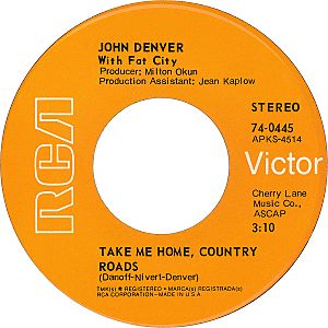 John Denver with Fat City take me home country roads 1971 A-side US vinyl
