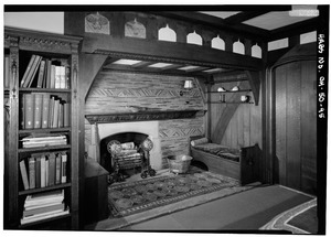 DETAIL SHOWING INGLENOOK OF BLUE BEDROOM - Stan Hywet Hall, 714 North Portage Path, Akron, Summit County, OH HABS OHIO,77-AKRO,5-95
