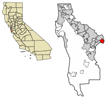 Location of East Palo Alto in San Mateo County, California.