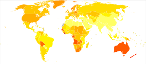 Melanoma and other skin cancers world map - Death - WHO2004
