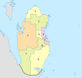Qatar, administrative divisions - Nmbrs - colored 2015