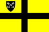 Flag of St David (early) with Diocese of St Asaph Shield in Canton.svg
