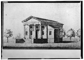 Historic American Buildings Survey, drawn by Pierre du Simitiere (papers in Philadelphia Library) DRAWING OF REDWOOD LIBRARY IN 1768. - Redwood Library, 50 Bellevue Avenue, Newport HABS RI,3-NEWP,15-1