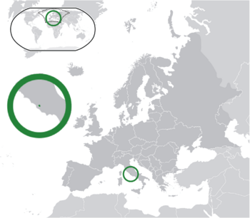 Location of  Vatican City  (green)on the European continent  (dark grey)  —  [Legend]