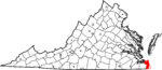 State map highlighting Virginia Beach