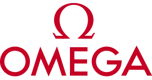 Red capital omega symbol with "OMEGA" underneath