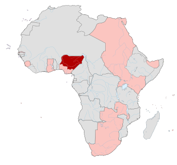 Northern Nigeria (red) British possessions in Africa (pink) 1913