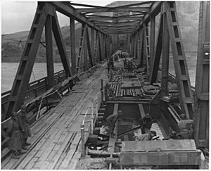 WWII, Europe, Germany, "U.S. First Army at Remagen Bridge before four hours before it collapsed into the Rhine" - NARA - 195341