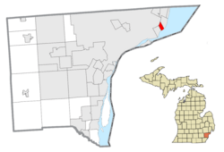 Location of Grosse Pointe in Wayne County