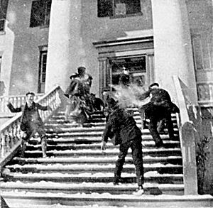 "Snowballing" (snowball fight on the steps of the Florida Capitol, February 10 1899)