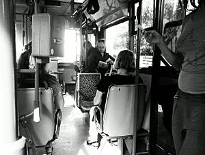 Athens bus interior in 2013