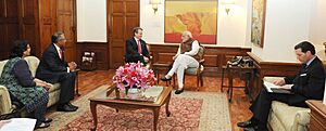 The Chairman and CEO, Bank of America, Mr. Brian Moynihan meeting the Prime Minister, Shri Narendra Modi, in New Delhi on December 03, 2014
