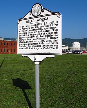 Marker outside DuPont's Belle Plant in Dupont City, West Virginia