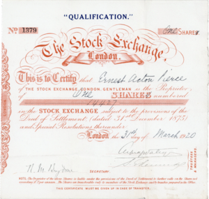 Stock Exchange London Share 1920