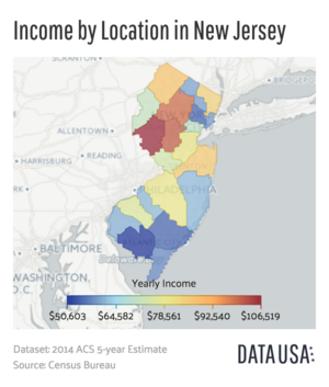 Map of Income by Location in New Jersey