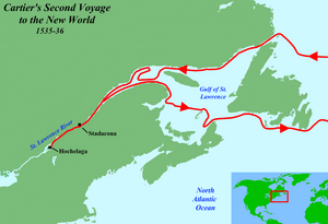 Route of Cartier's second voyage