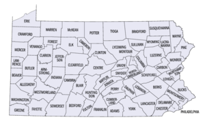 Pennsylvania counties (clickable map)