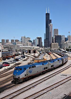 A Lake Shore Limited train backing into Chicago Union Station