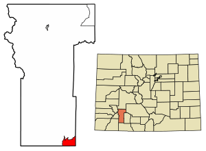 Location of the Piedra CDP in Hinsdale County, Colorado.