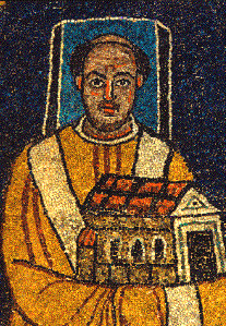 Pope Paschalis I. in apsis mosaic of Santa Prassede in Rome