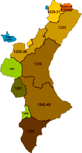 Mapa de conquesta del Regne de valencia