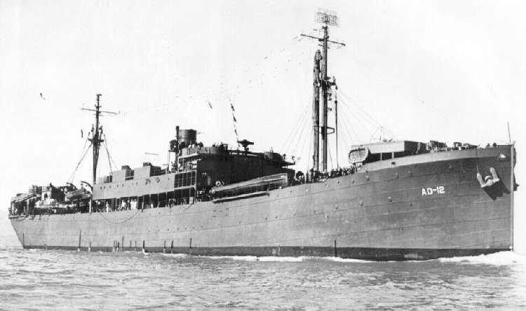 USS Denebola (AD-12) underway, circa in 1945
