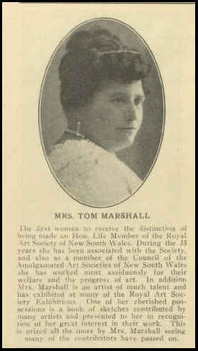 Mrs Tom Marshall, Danish born Australian artist and art patron