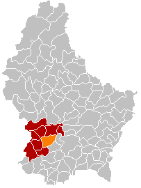 Map showing, in orange, the  Mamer commune