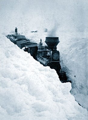 Train stuck in snow