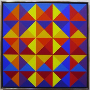 'Multi Triangles (Untitled - 26)' by Karl Benjamin, 1969, oil on canvas, Honolulu Museum of Art, accession 2013.45.04