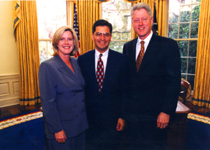 President Bill Clinton, Tipper Gore, and Xavier Becerra