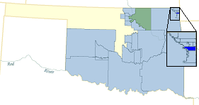 Location (Blue) in the U.S. state of Oklahoma