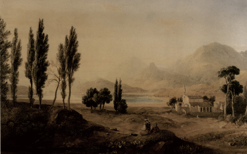 Corfu; the gardens of Alcinous, water-colour by H W Williams