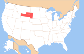 Map of the United States with Absaroka highlighted
