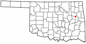 Location of Muskogee in Oklahoma