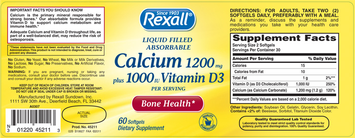 RECALLED – Calcium 1200mg plus 1000 IU Vitamin D3 softgels (6711556801)