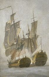 HMS Minerva recaptures the Warwick in 1761 - Captain Alexander Hood, 1726-1814 RMG L8414 (cropped).jpg