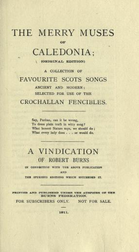 Title Page of The Merry Muses of Caledonia published by The Burns Federation in 1911