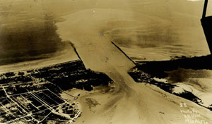 Aerial view of Government Cut, Miami Beach Florida, circa 1916