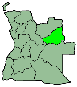 Map of Angola with the province highlighted