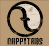 A hazelnut and cream-colored yin-and-yang like symbol with the word "Nappytabs" printed underneath in capital letters.