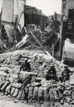Anti-tank post in Leuven, 1940