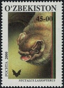 Nyctalus lasiopterus 2001 stamp of Uzbekistan