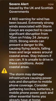 Storm Éowyn warning from Scottish Government