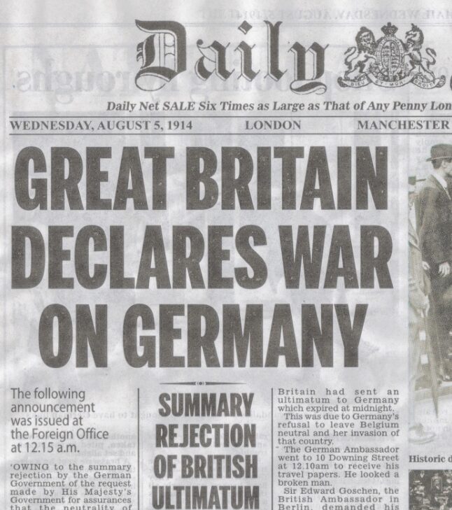 Image Britain Declares War Daily Mail Aug 5 1914 5429