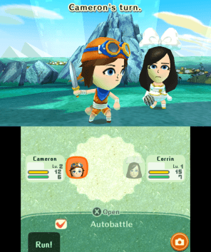 Miitopia 3DS battle screenshot