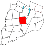 Otsego County map with the Town of Hartwick in Red